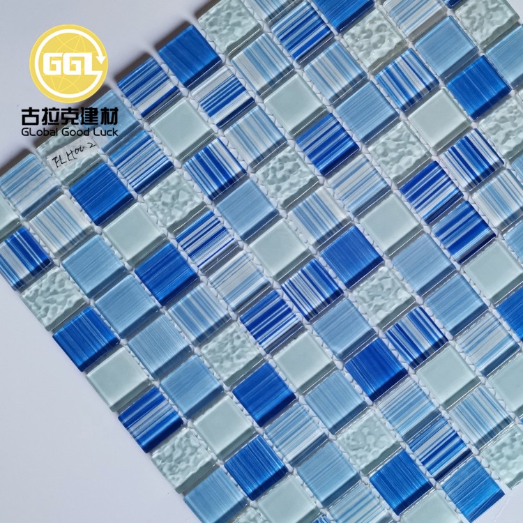 Light Blue Glass Mosaic Tiles Swimming Pool Mosaic Tile for Floor Decoration