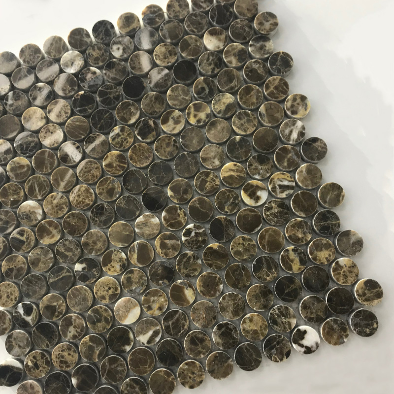 Emperador Dark Brown Marble Penny Round Mosaic Tile Bathroom Kitchen Tiles