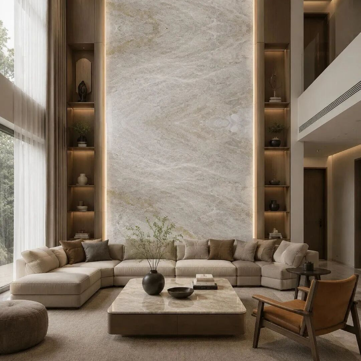 Taj Mahal Quartzite Interior Design: A Warm Contemporary Home