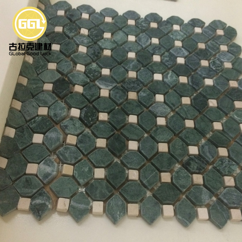 کاشی موزاییک مرمر سبز طبیعی برای تزئین دیوار یا زمین