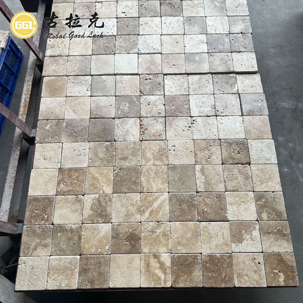10x10cm Gray Travertine Tiles – Natural Stone Square Floor & Wall Tiles