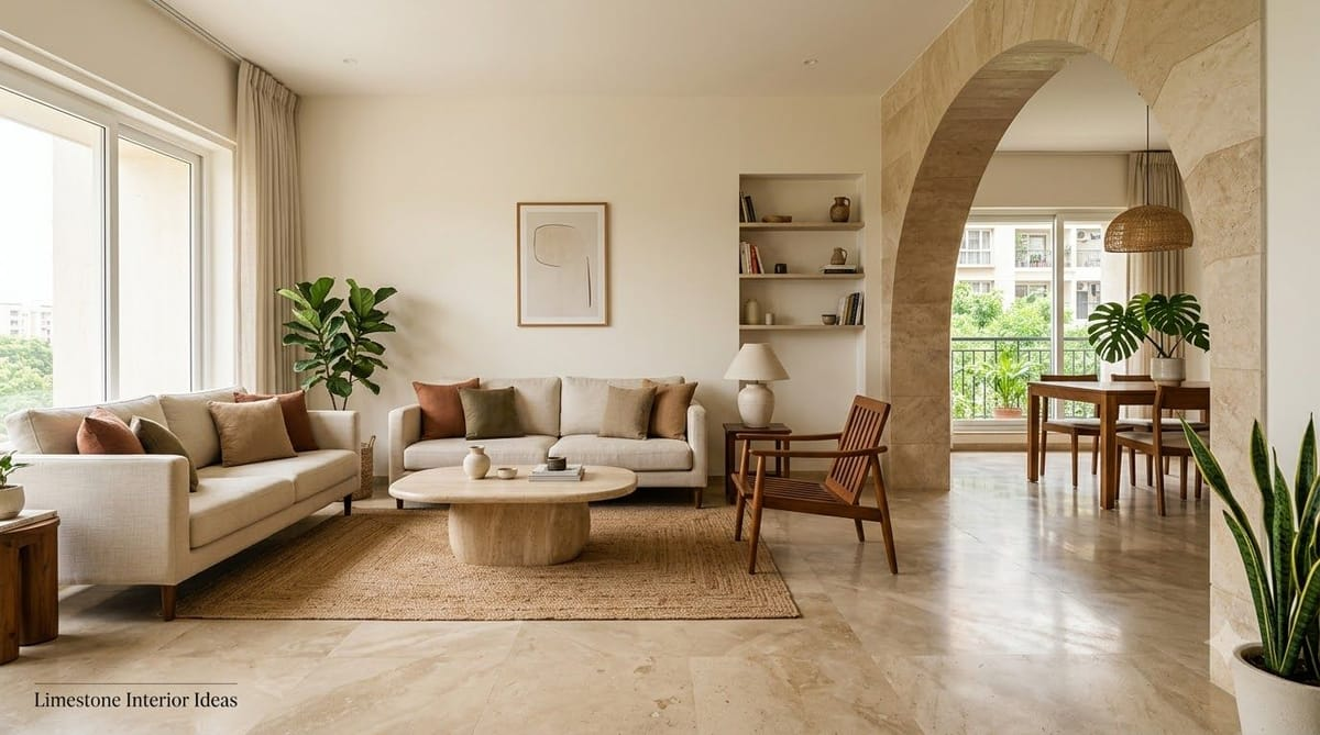 Light neutral stone inspired architectural surface