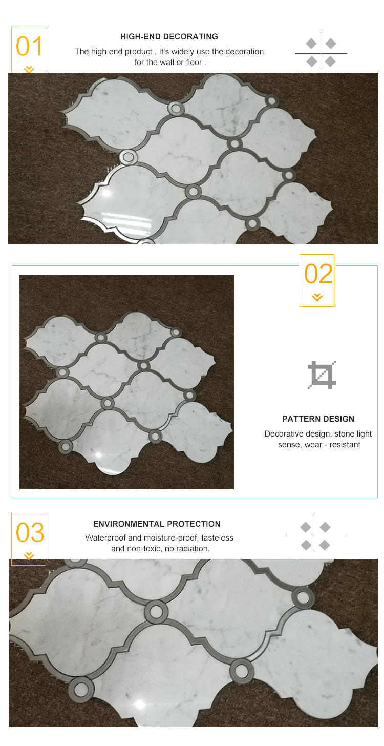 Azulejo de mosaico con patrón de farolillo, mezcla de mármol y metal, para decoración de paredes y suelos en hogares y villas