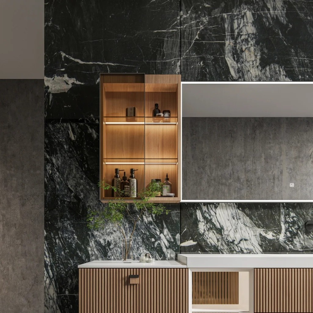 Láminas de mármol gris Hilton para el diseño de interiores de residencias modernas de lujo