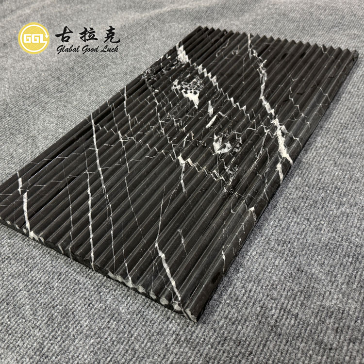Nero Marquina Rivi Marmorimosaiikkipaneeli 3D Marmorilaatat