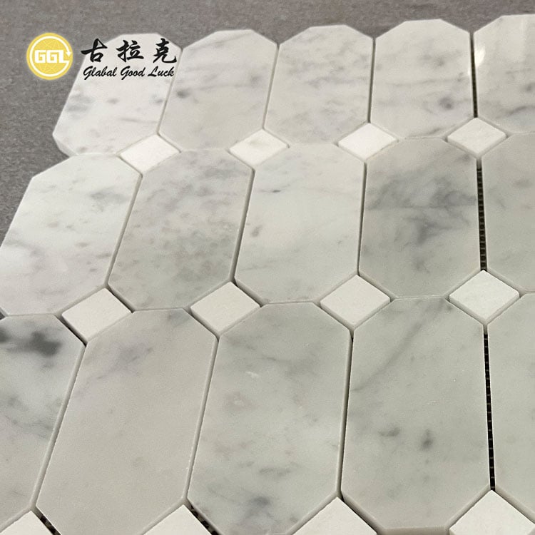 Carrara Weiß Achteck Form Marmor Mosaik Fliesen