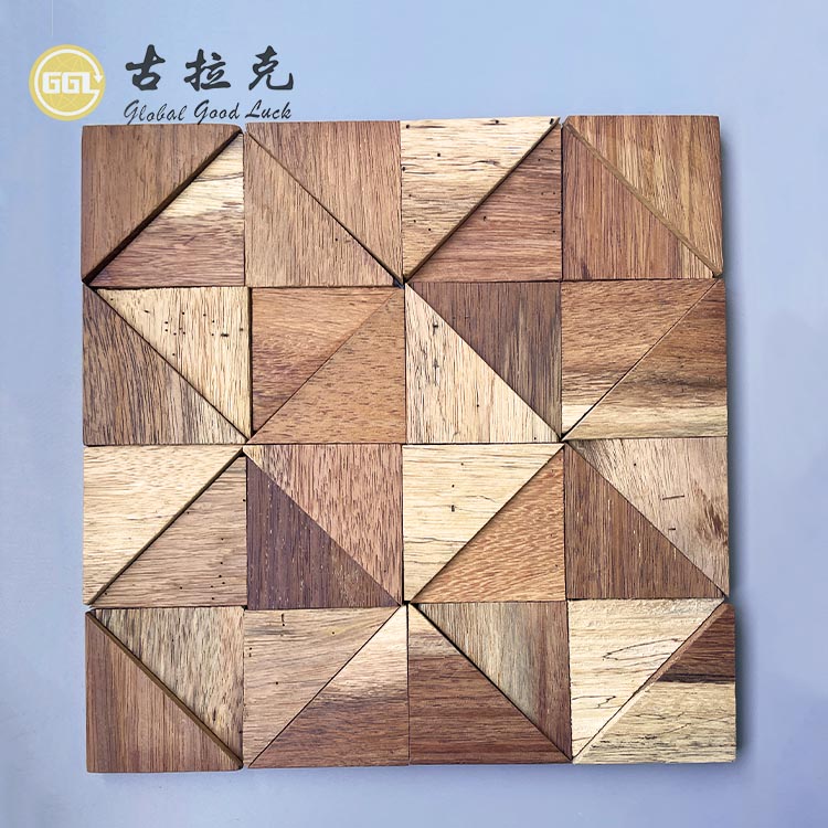 Jubin Mozaik Kayu Persegi Reka Bentuk Parquet Rustic Jubin Dinding Dalaman