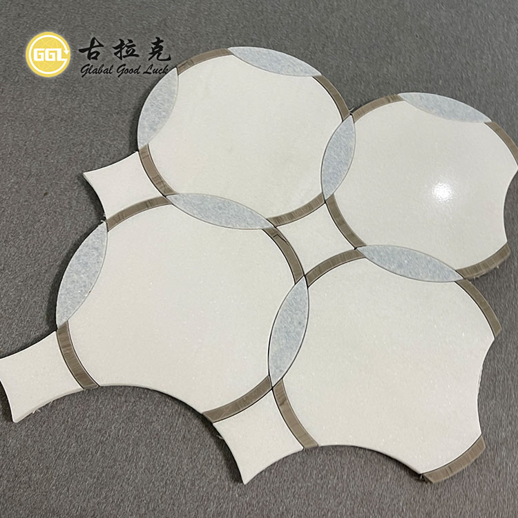 Indretningsdesign Marmor Vandjet Mosaik Fliser Køkken Backsplash Dekor