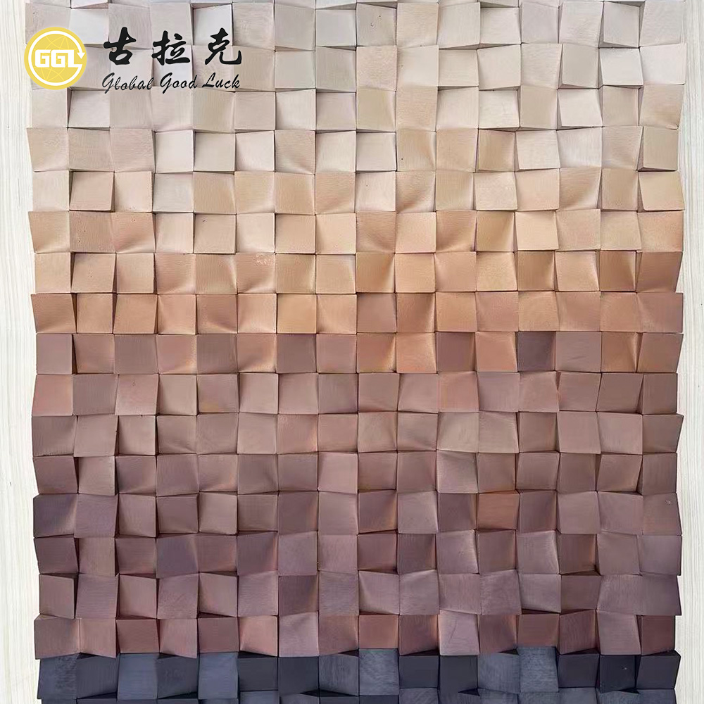 Custom Wood Mosaic Art Mural Handmade Wooden Wall Panel for Luxury Interior Decoration