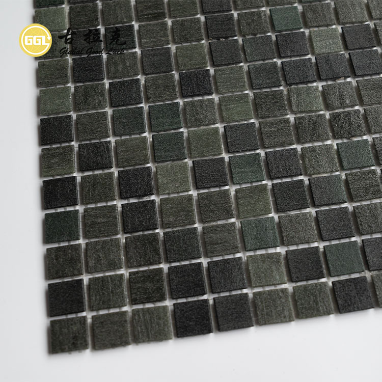 Mosaiço de Vidro Iridescente Verde Escuro para Piscina com Fusão Quente