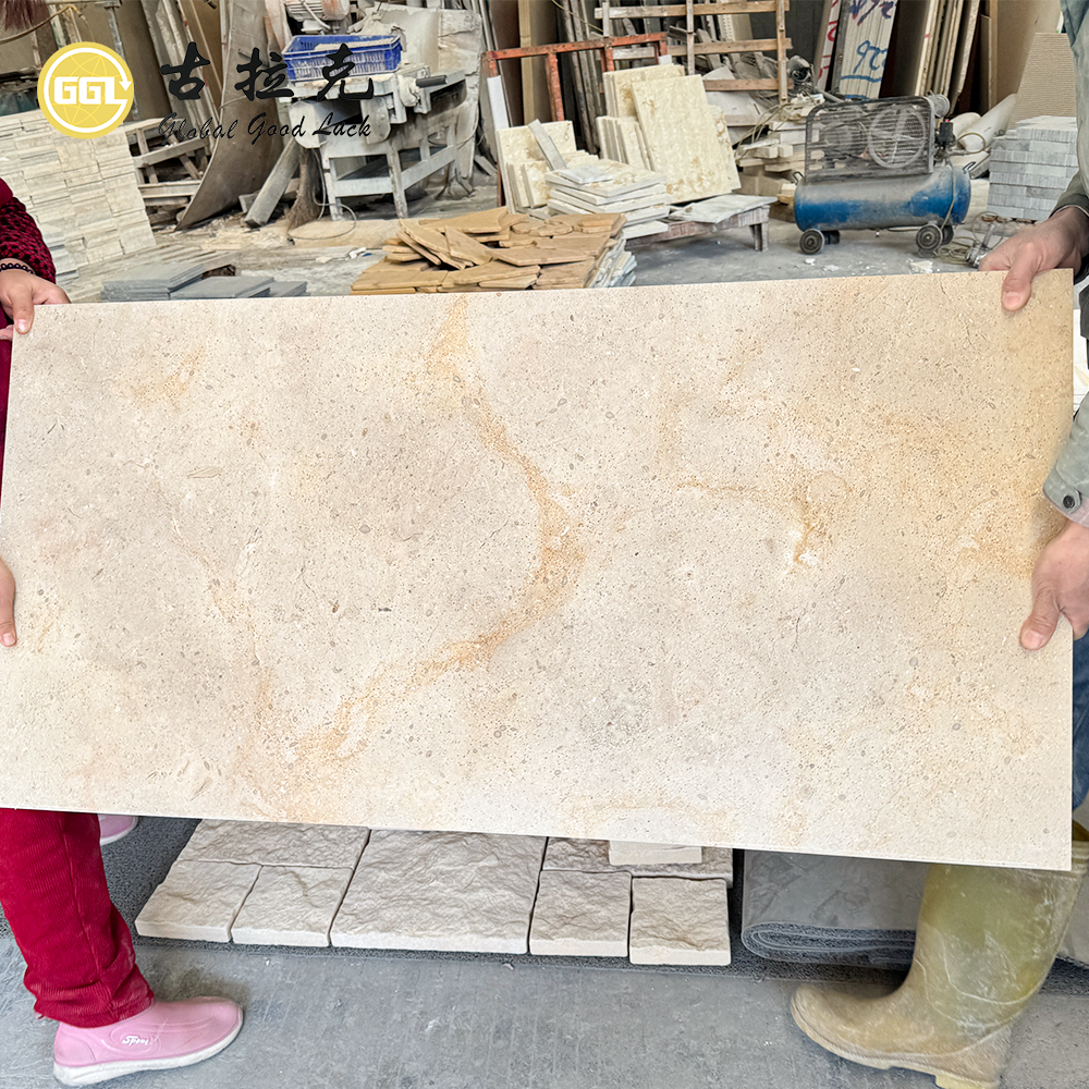 Beige Kalkstein-Fliesen 600x1200 mm | Individuelles französisches Muster