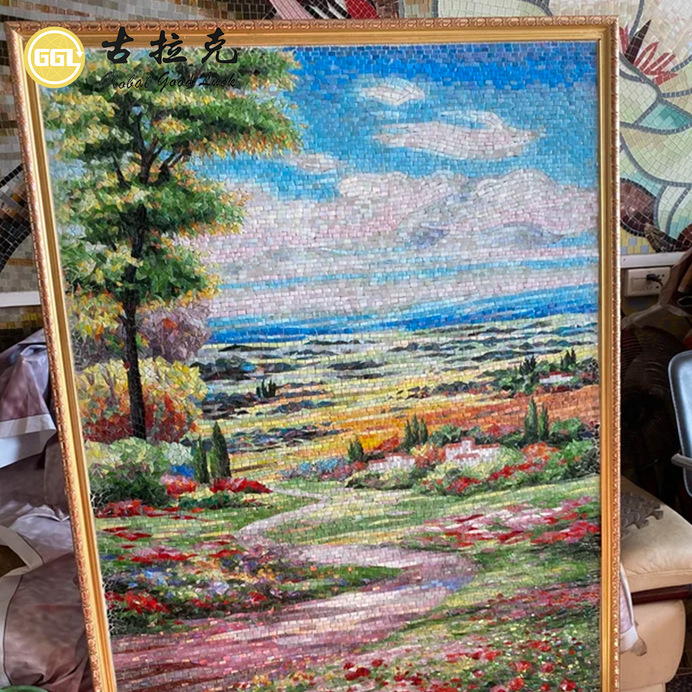 Custom Landscape Mosaic Mural for Luxury Interior Wall Decoration