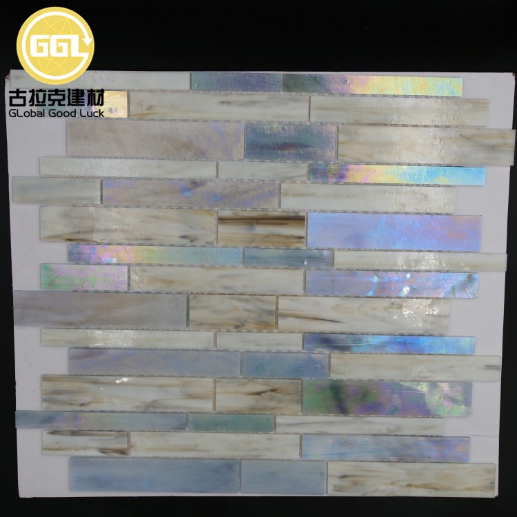 Irisierender Effekt Streifenform-Fliesen-Glas-Splashback-Mosaikkachel