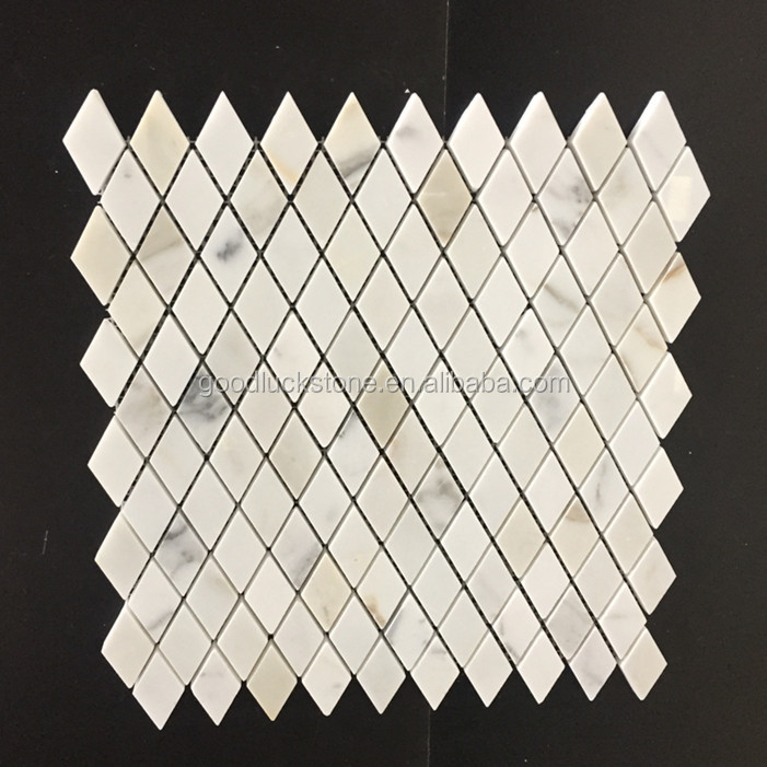 Carrelage en forme de losange en mosaïque de marbre blanc oriental pour salle de bain/cuisine/décoration murale/sol