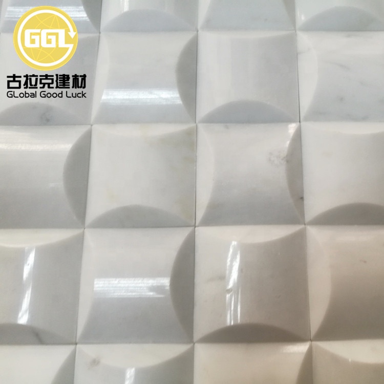 Poleret Carrara hvid marmor firkantet marmor mosaik flise