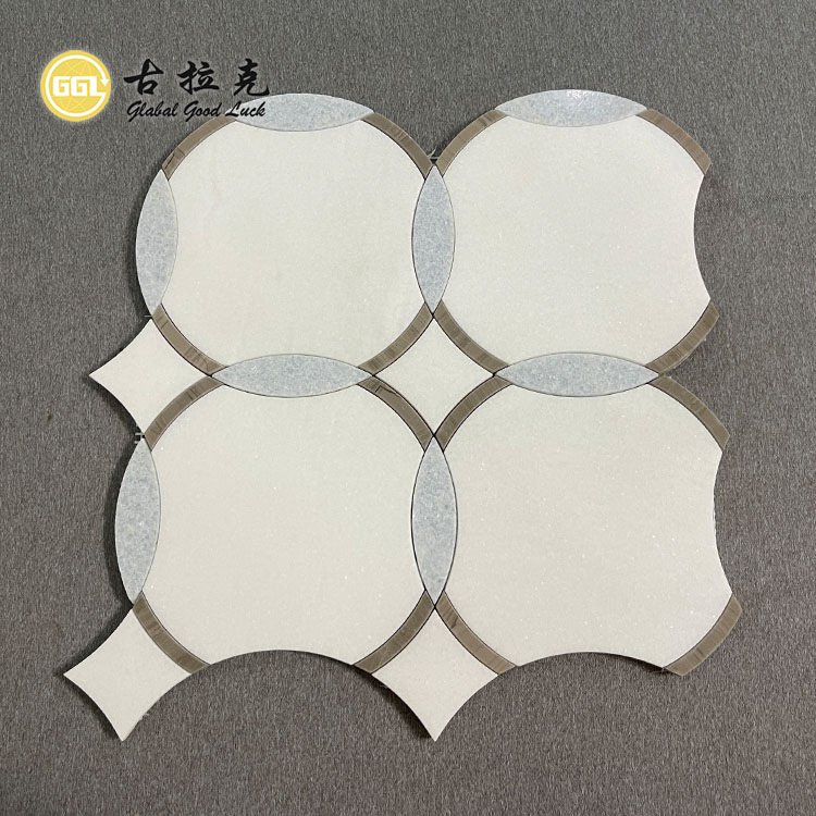 Indretningsdesign Marmor Vandjet Mosaik Fliser Køkken Backsplash Dekor