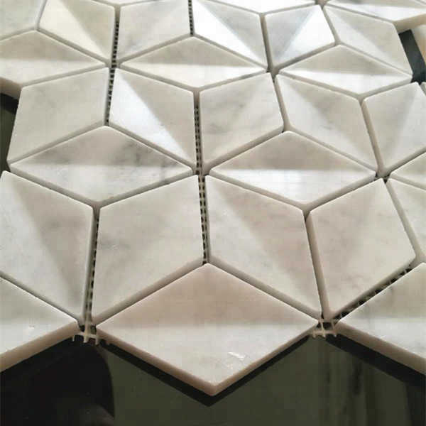 Carrara White Marble Hexagon Mramorový Mozaikový Dlaždicový Panel pro Koupelnovou Zeď