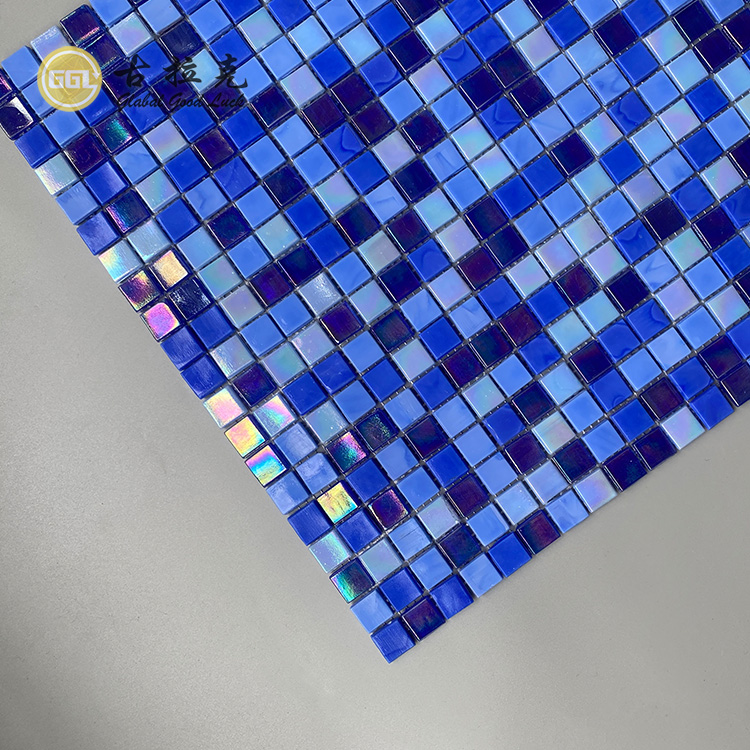 Iridescent Stained Glass Glitter Pool Tiles Flooring Bottom Decorative Blue Glass Mosaic