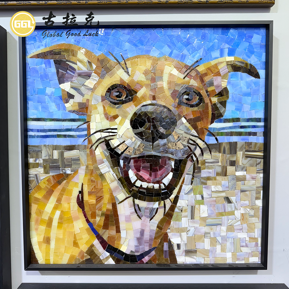 Custom Dog Glass Mosaic Mural – Personalized Animal Mosaic Wall Art for Luxury Interiors