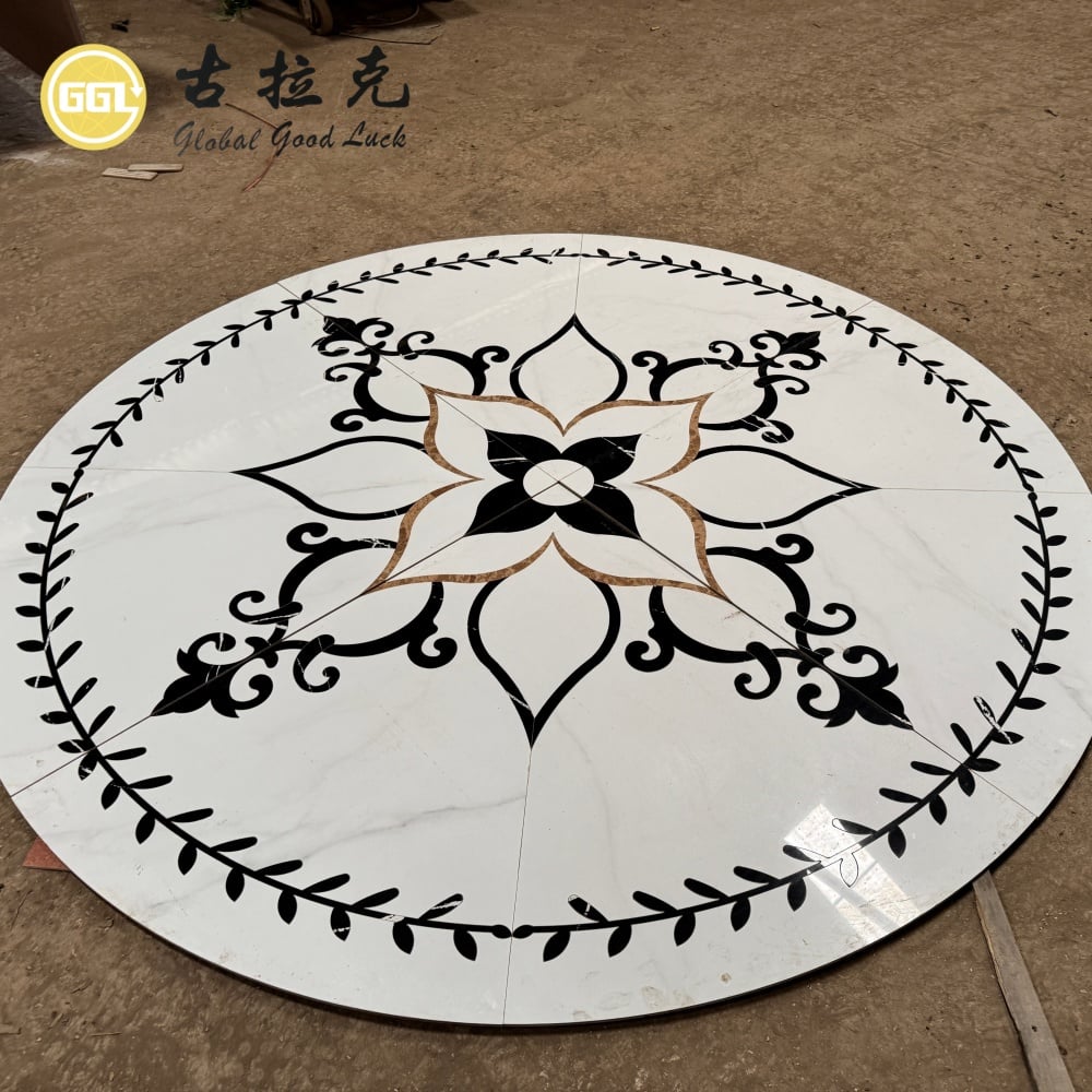 Porcelain Waterjet Medallion | Custom Decorative Floor Mosaic