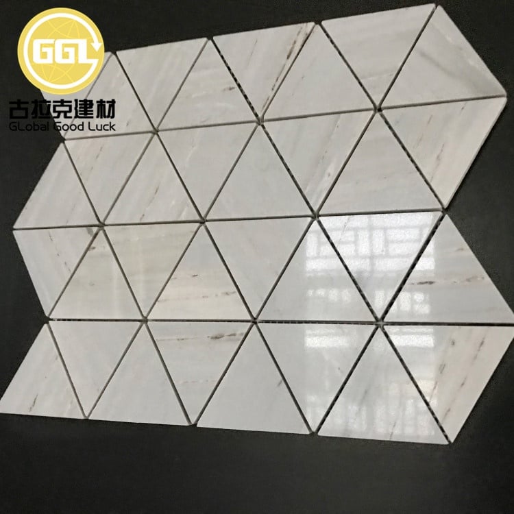 High Quality Natural Stone White Cream Triangle Marble Mosaic Ceramic Mosaic For Interior Wall Decoration No reviews yet