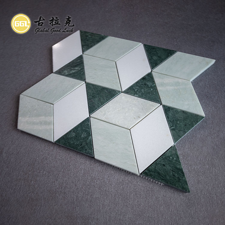 Diamantvormige Verde Groene Marmeren Mozaïek Wandtegel Voor Huisdecoratie