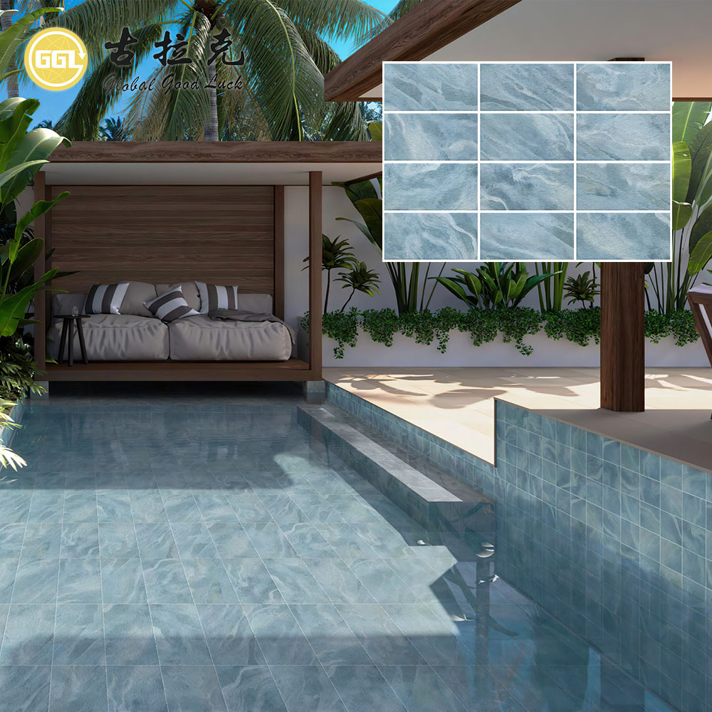 Sky Blue Quartzite Look Porcelain Tile 300x600mm Soft Natural Stone Effect Tile for Pool Bathroom and Interior