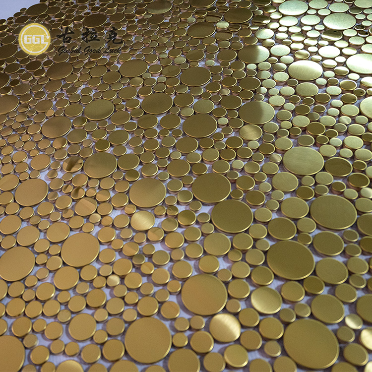 Metallmosaik Golden Aluminium Bubble Rundes Mosaik für Innenwand