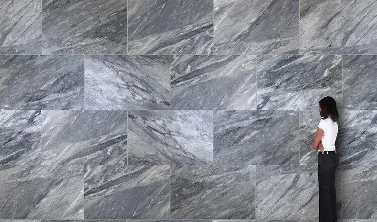 Florence Grey Marble curved luxury staircase interior