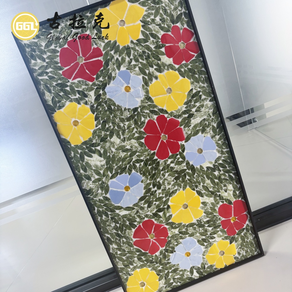 Custom Flower Mosaic Mural – Handmade Floral Mosaic Wall Art for Luxury Interior Decoration