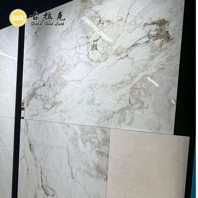 White Grey Marble Porcelain Slab 1200x1800mm Large Format Marble Look Tile for Wall Floor