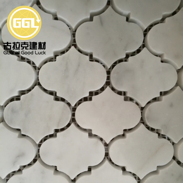 Carrelage Mosaïque en Marbre Blanc Carrara en Forme de Lanterne pour Murs et Sols