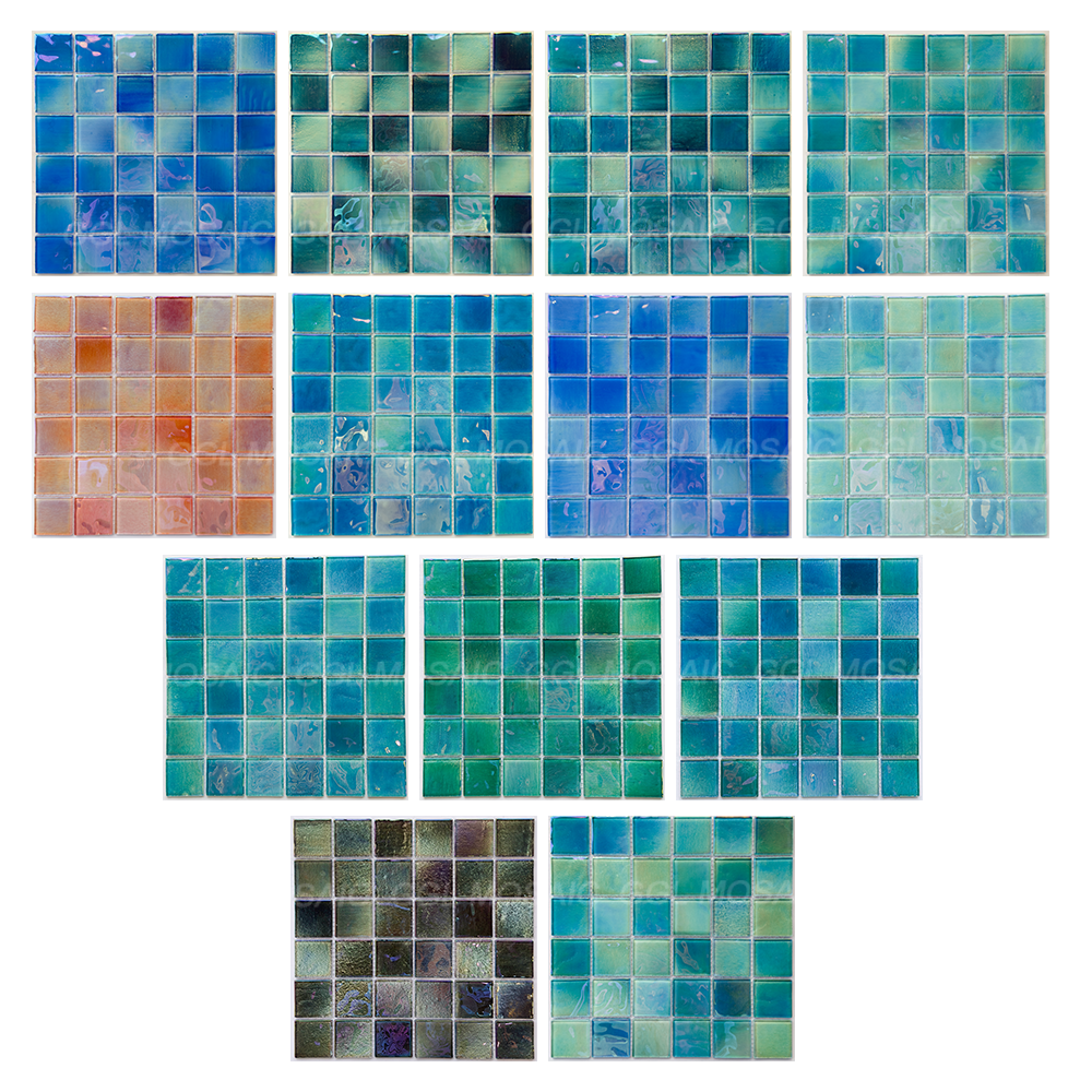 Iridescent Glass Mosaic Tiles Collection – Multiple Colors for Pools & Walls