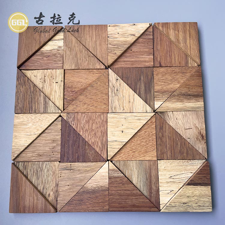 Jubin Mozaik Kayu Persegi Reka Bentuk Parquet Rustic Jubin Dinding Dalaman
