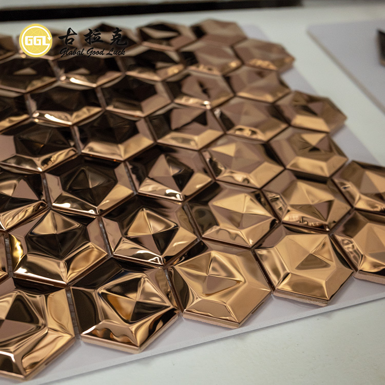 3D Sechseck Hintergrund Massivmetall Mosaikfliese