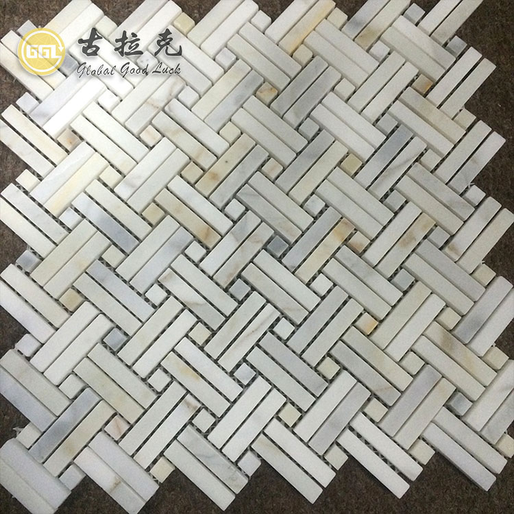 Calacatta Gold Marmor Korbgeflecht Marmor Mosaikfliese