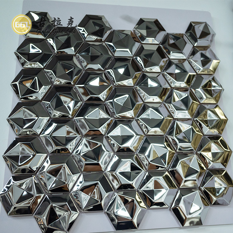 3D Sechseck Hintergrund Massivmetall Mosaikfliese