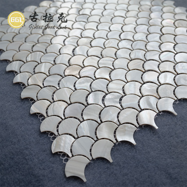 Waaier Vorm Wit Mother Of Pearl Skulp Mozaïekteël Backsplash Muur Badkamer Teëls