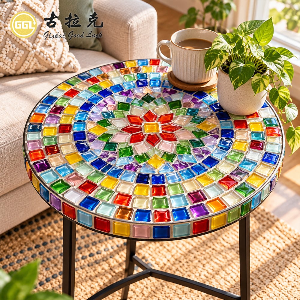 3D Faceted Square Glass Mosaic Tiles – Colorful Glossy Decorative Mosaic