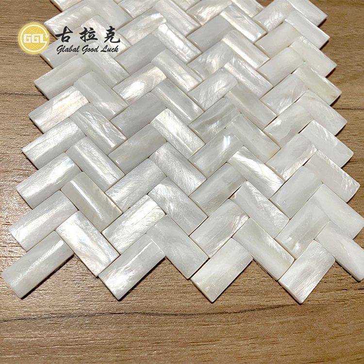 Herringbone Mother of Pearl Shell Plošnice mozaika pro interiérovou dekoraci