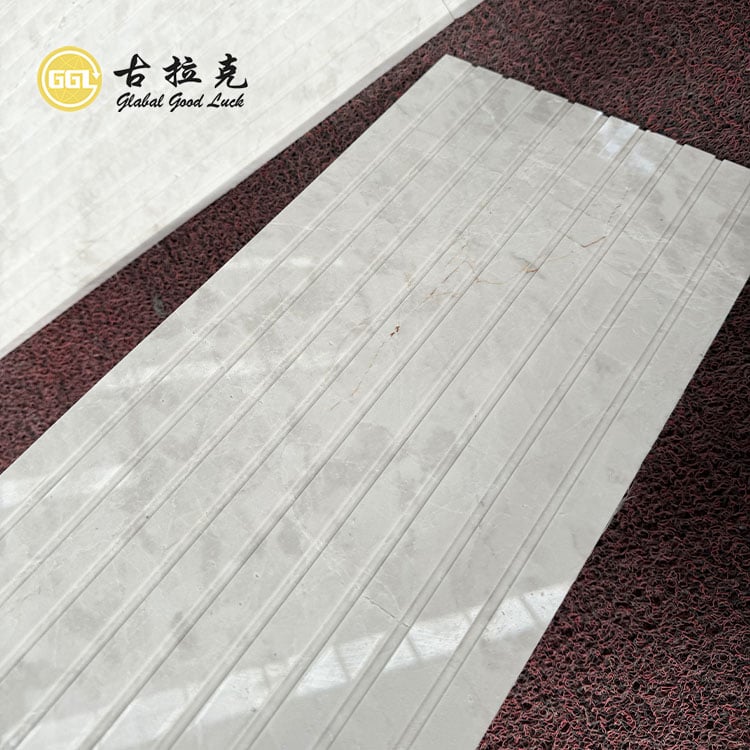 White Marble Bathroom Shower Fluted Tile Non-Slip Floor Tile