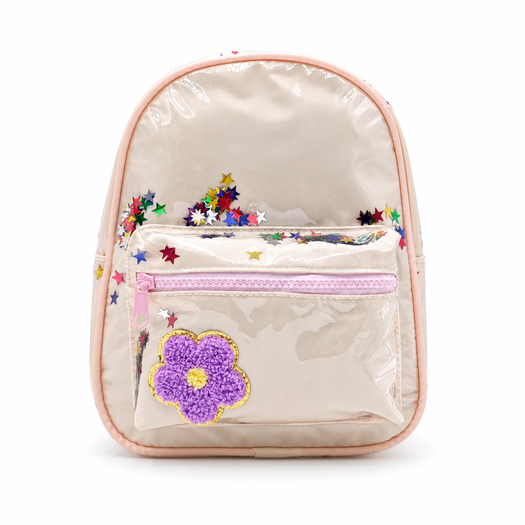 Shiny Confetti Flower Kids Mini Backpack | Cute Toddler Girls Casual Daypack