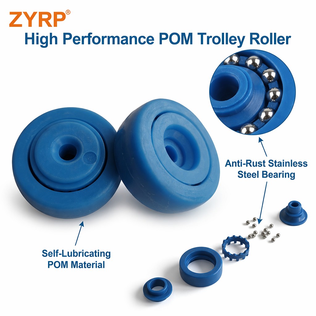 POM Roller for Poultry Trolley POM roller for poultry trolley overhead conveyor system component