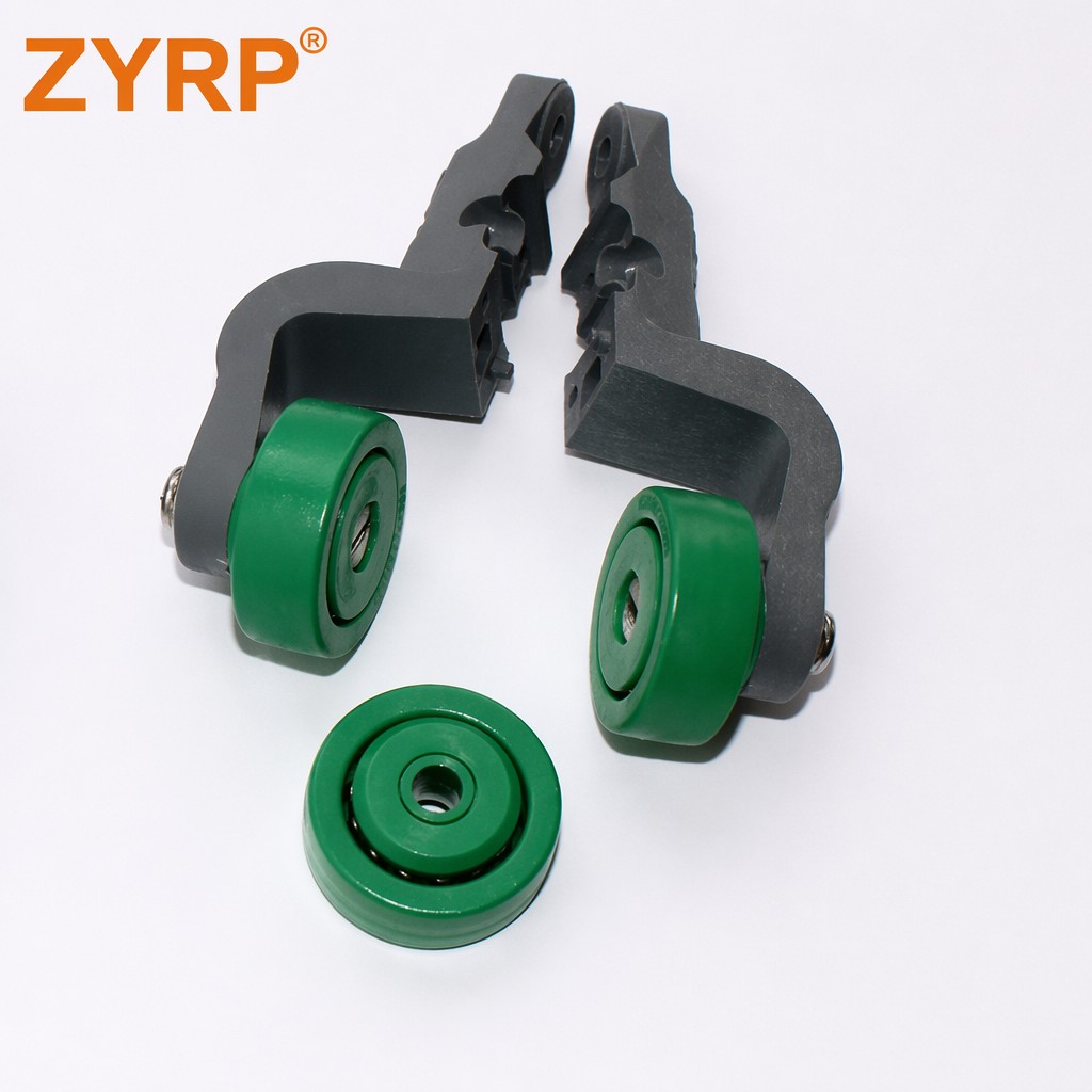T Rail Synthetic Trolley Set with Green POM Wheels Green Wheels Plastic Trolley for Poultry Overhead Conveyor System