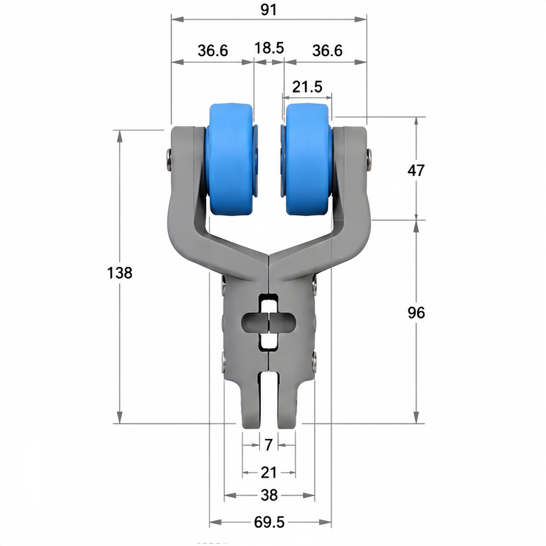 T Rail Track Poultry Processing Trolley Technical Drawing ZYRP-TRP1006 poultry processing trolley technical drawing dimensions