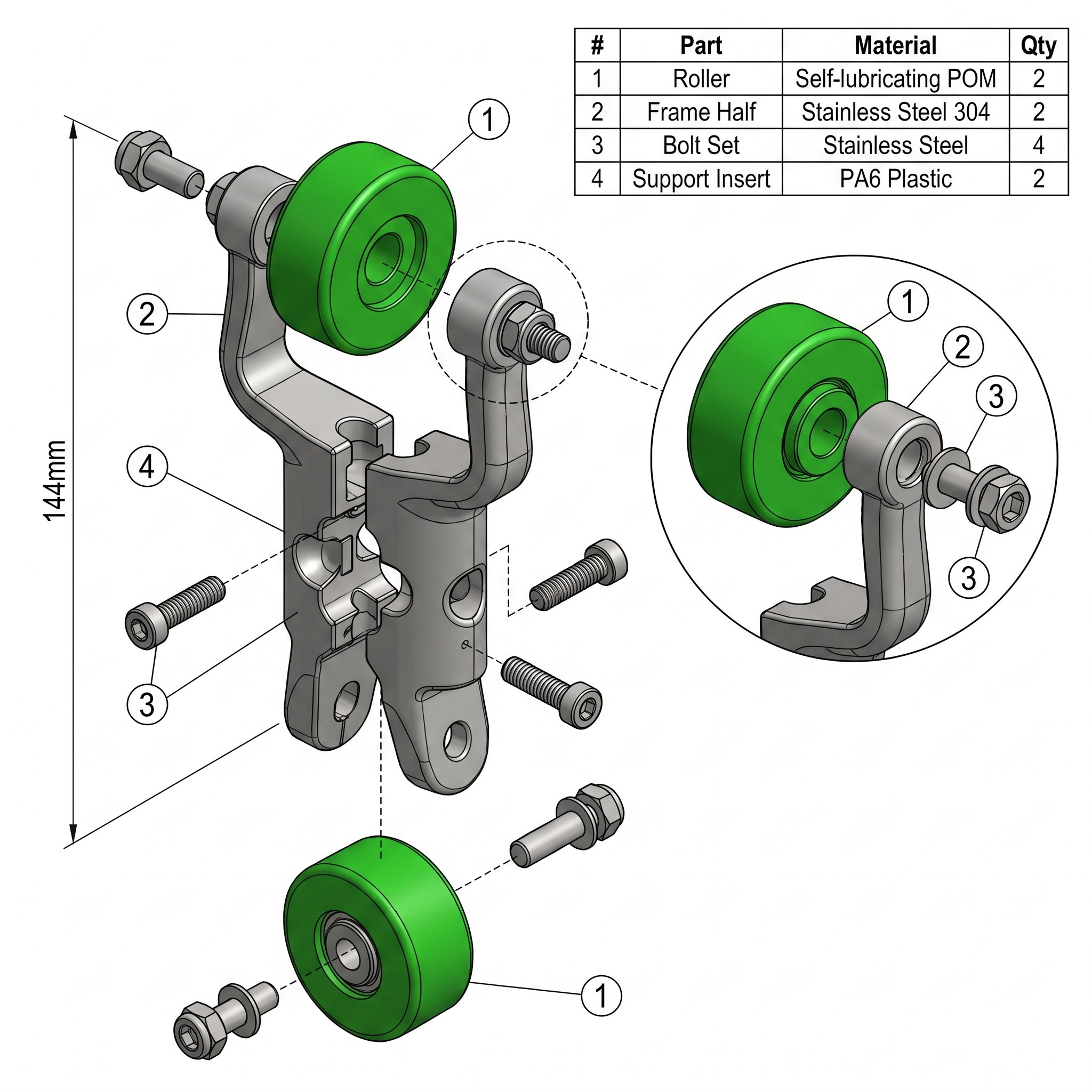 Trolley Internal Component Design Internal structure of casted steel poultry trolley components