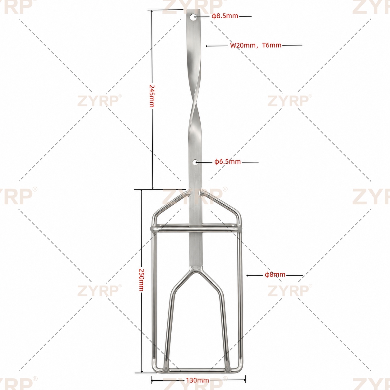 Stainless Steel Defeathering Shackle with Fixed Drop Rod