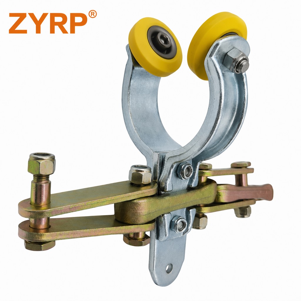 Poultry Conveyor Trolley with Self-Lubricating Wheels Overhead line trolley with POM wheels for silent operation in meat processing plants
