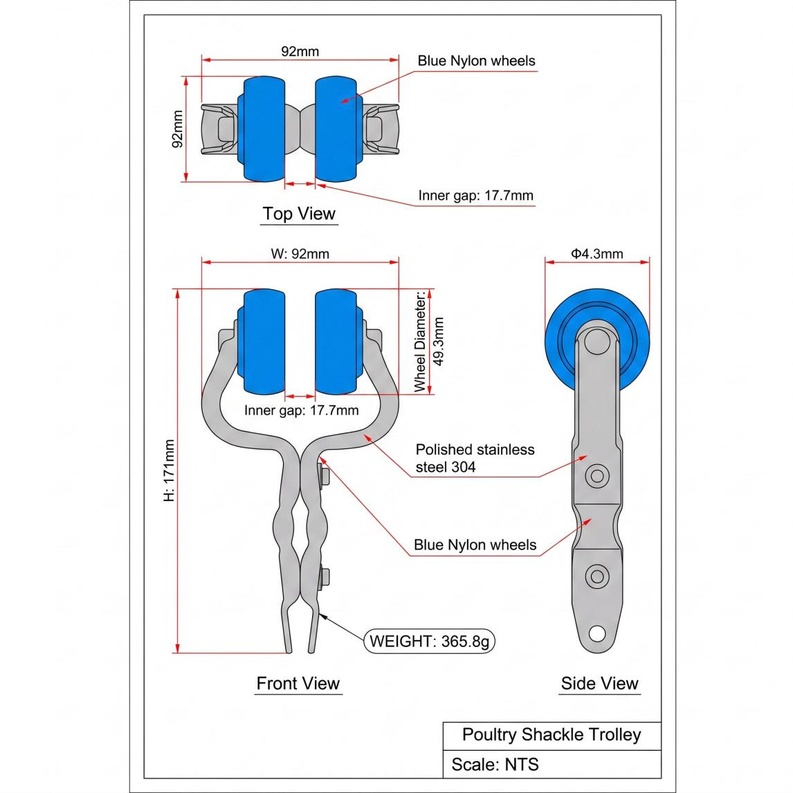 Stainless Steel Trolley Technical Specifications Technical specifications and dimensional drawing of stainless steel trolley for poultry processing