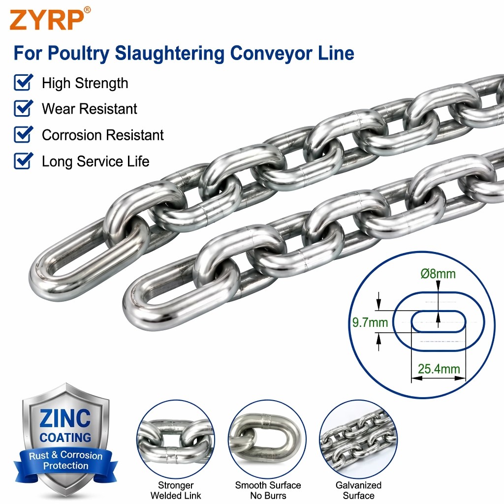Galvanized Chain 25.4*8mm for Poultry Overhead Conveyor